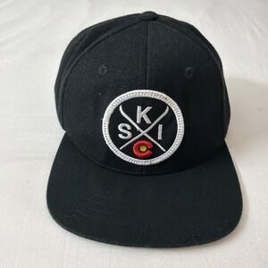 Colorado SKI SnapBack Hat Black Corduroy Skiing Hats Cap Men's OSFM Limited‎